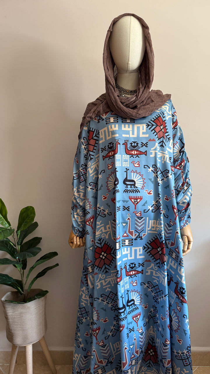 Blue Klim pattern Silk dress