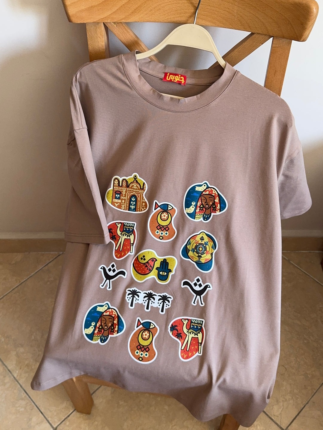 Cafe "Nuba icons" oversized half sleeve shirt
