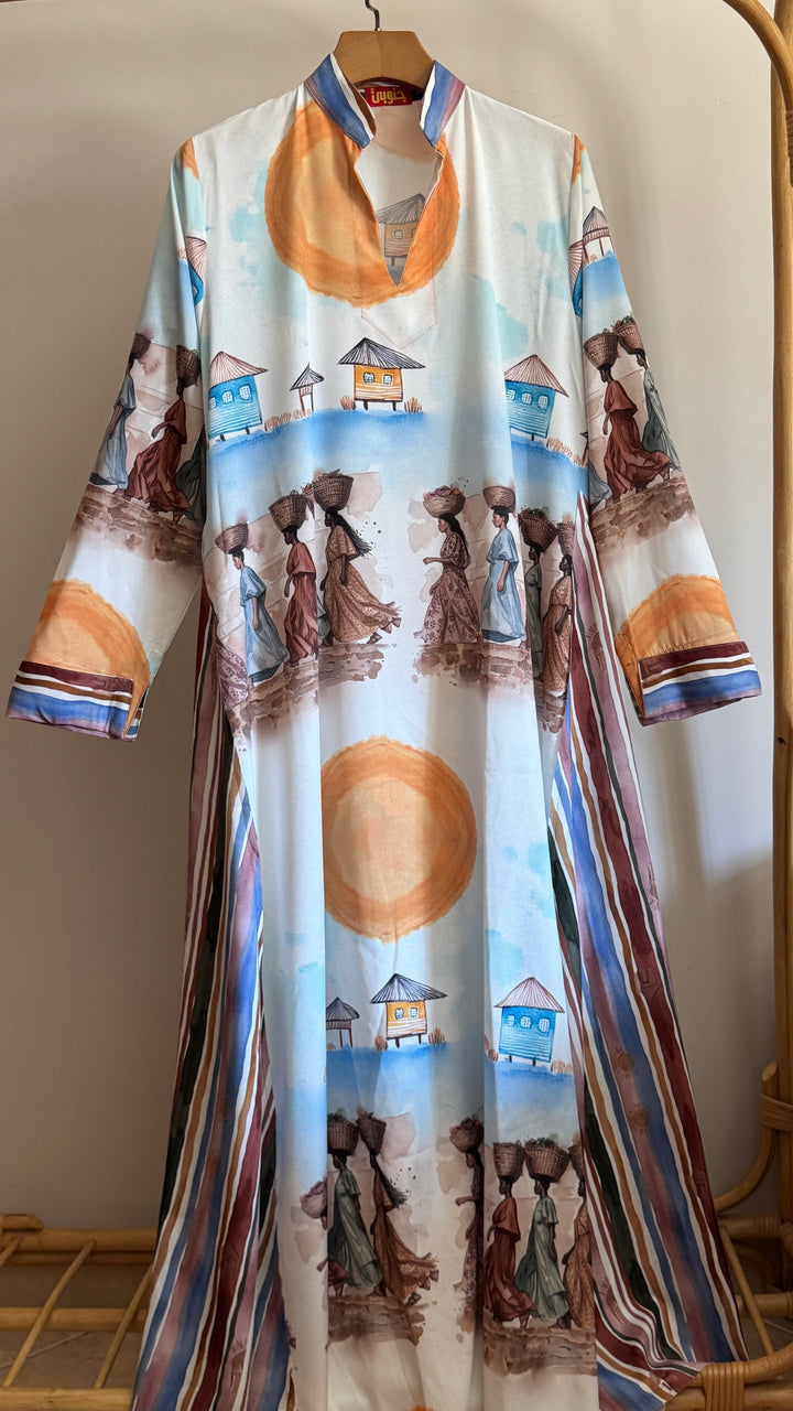 The afro painting Double cloche dress