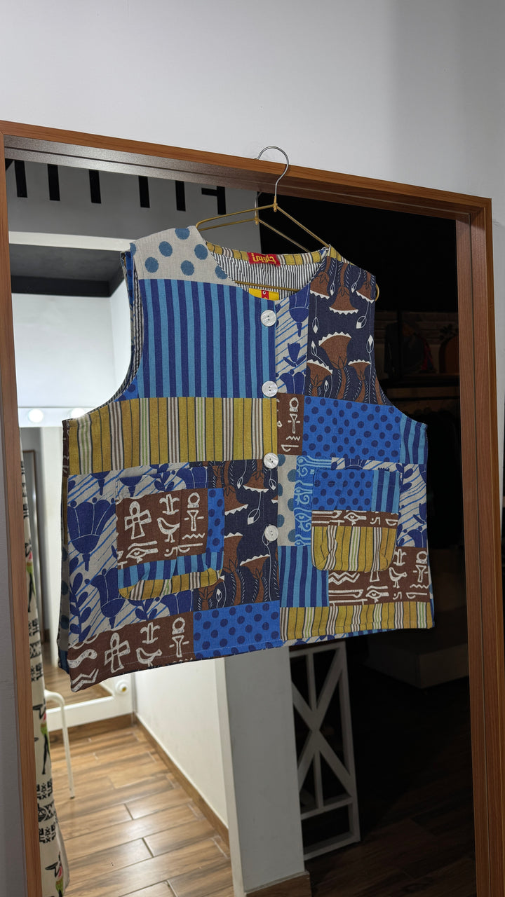 Nile patchwork linen vest