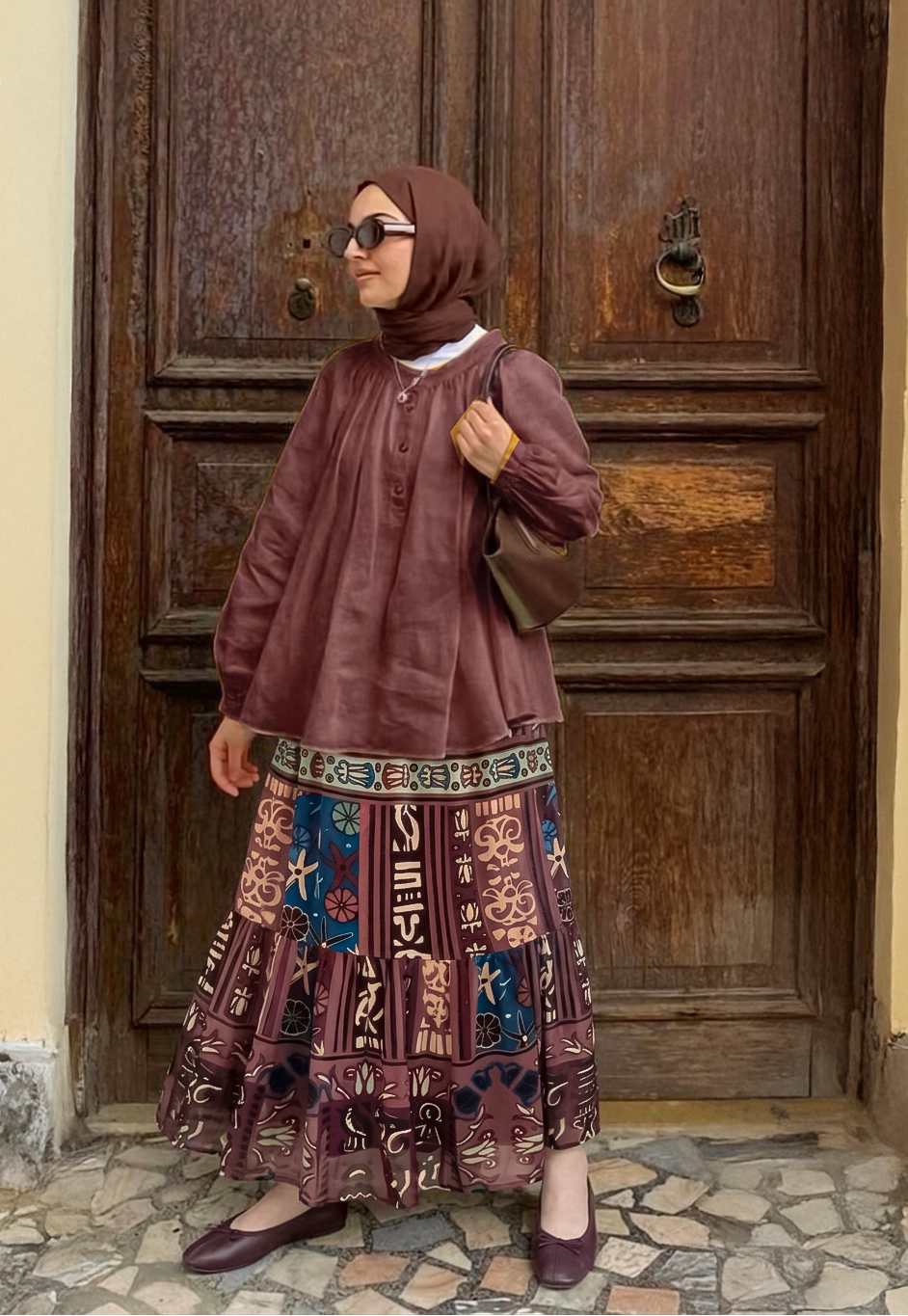 The faro patches padded chiffon skirt