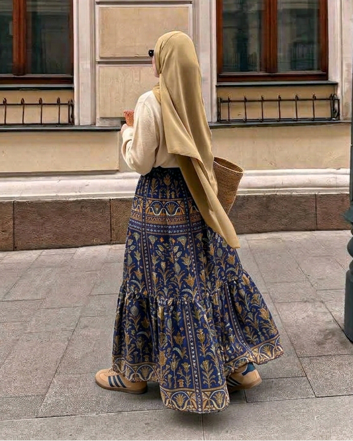 bandana Egyptian theme padded chiffon skirt
