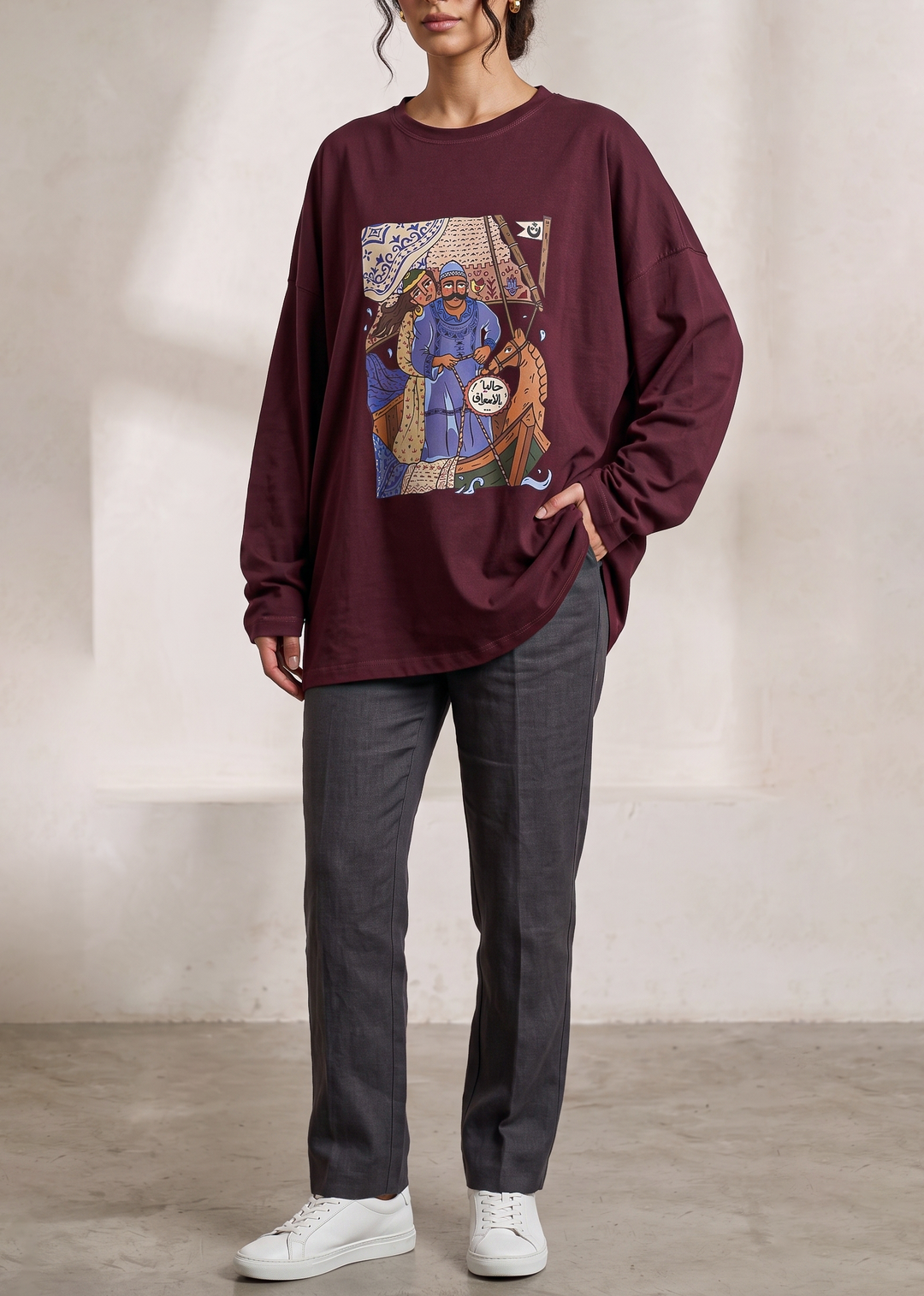 Burgundy long sleeve shirt