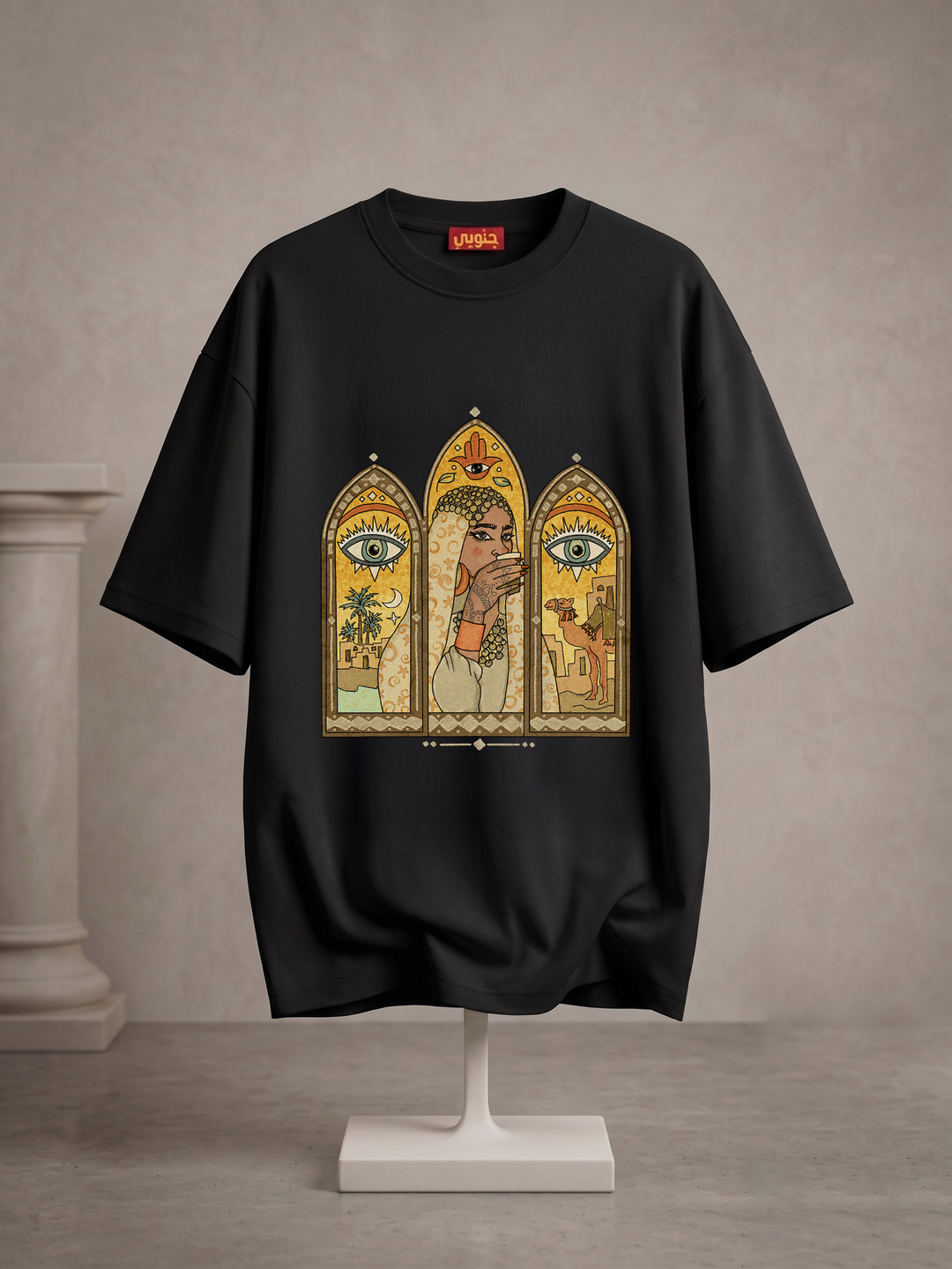 Black " غجريه "oversized half sleeve shirt