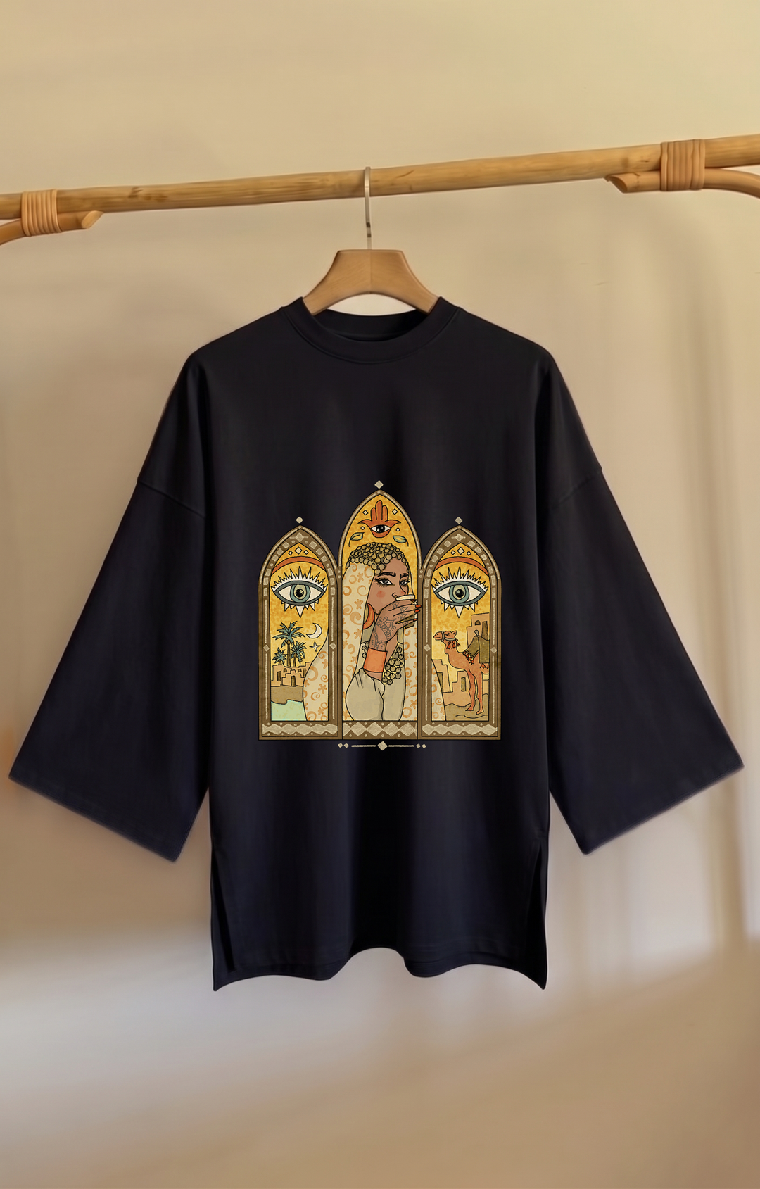 "غجريه "loose fit slit shirt