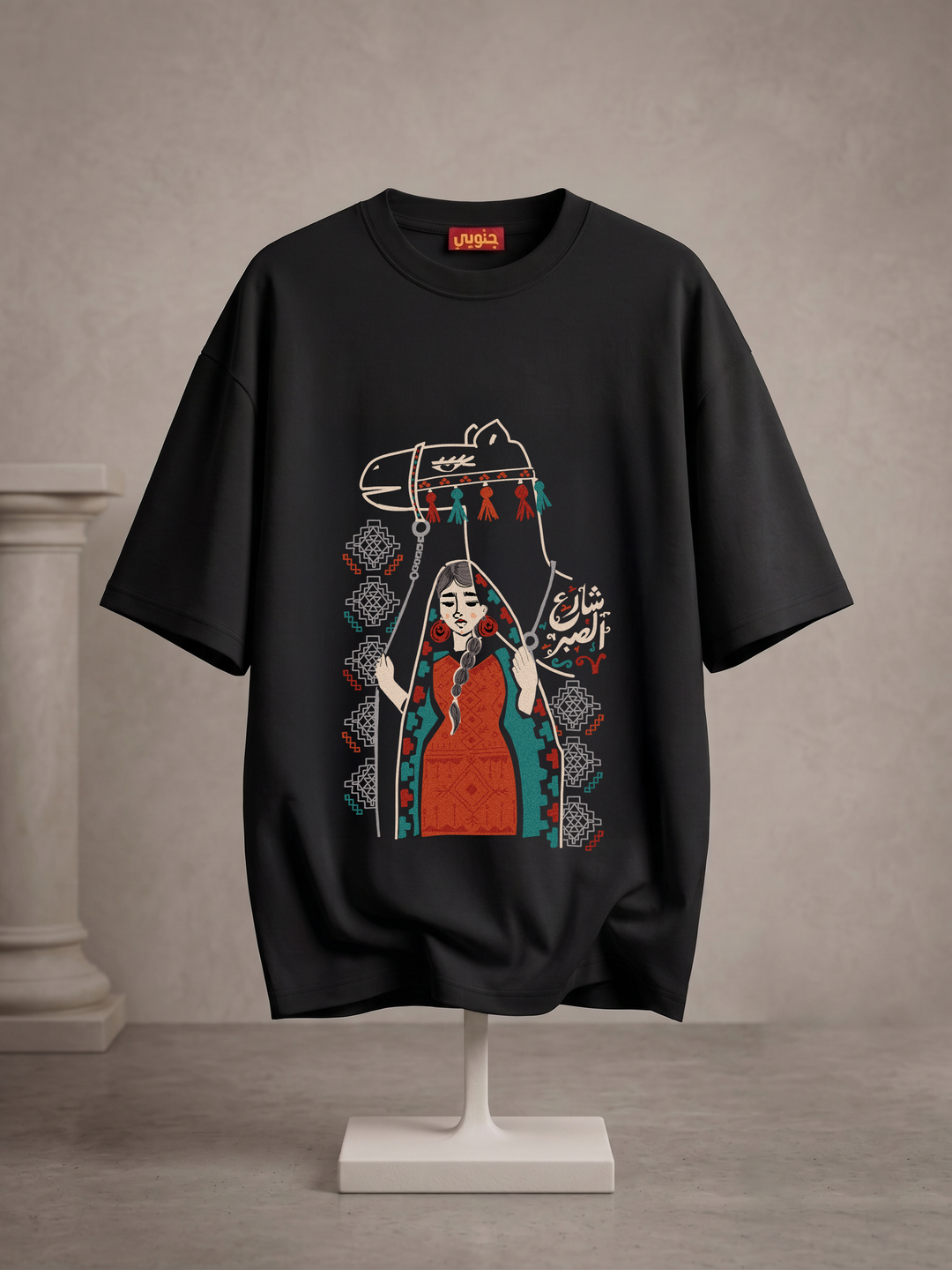 Black " desert journey "oversized half sleeve shirt