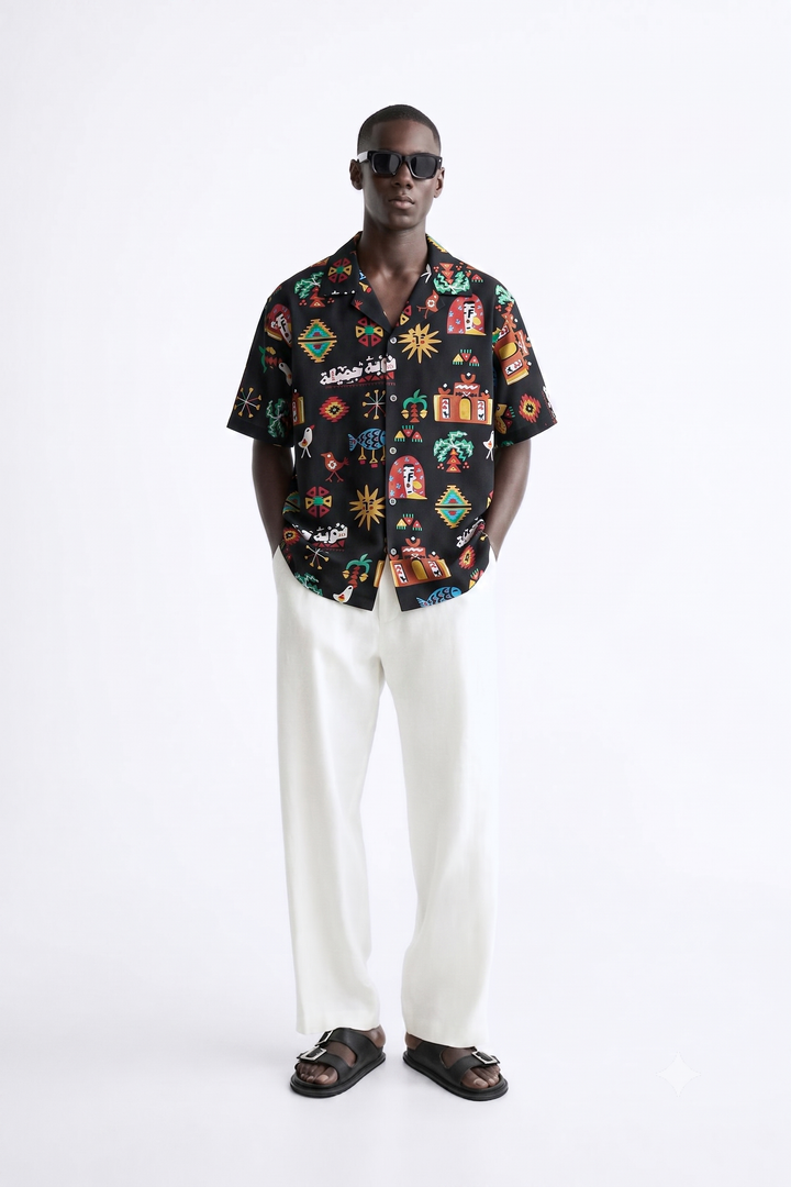 Nuba doodles linen Shirt