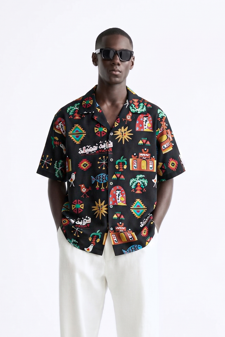 Nuba doodles linen Shirt