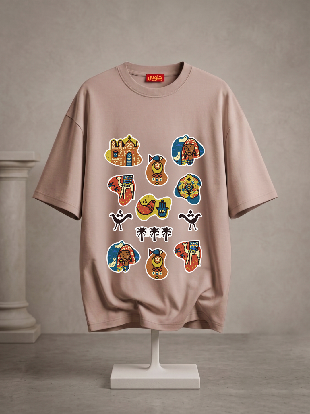 Cafe "Nuba icons" oversized half sleeve shirt