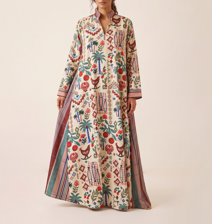 pomegranate palm Double cloche dress