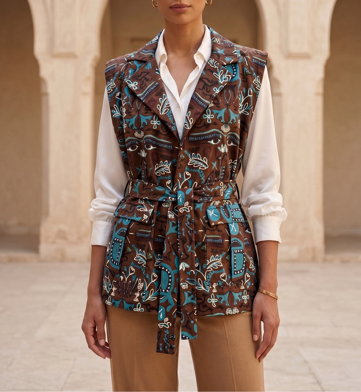 Scarab garden linen belted vest