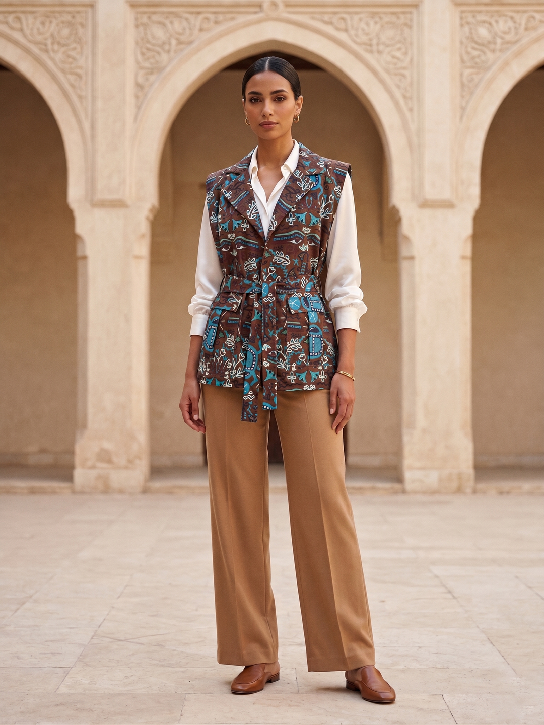 Scarab garden linen belted vest