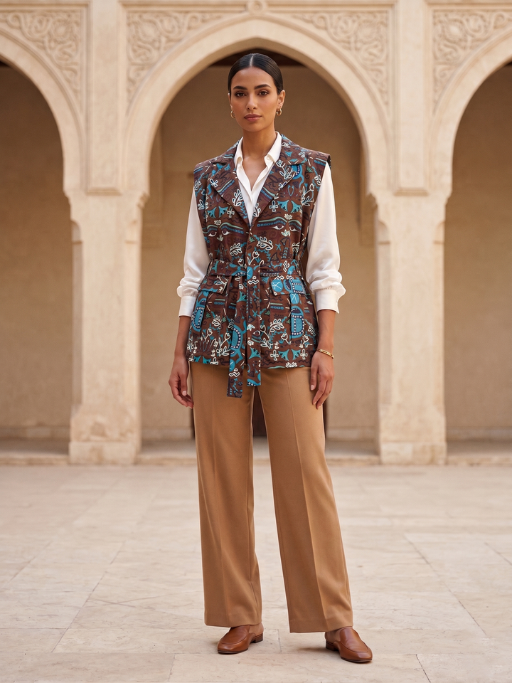 Scarab garden linen belted vest