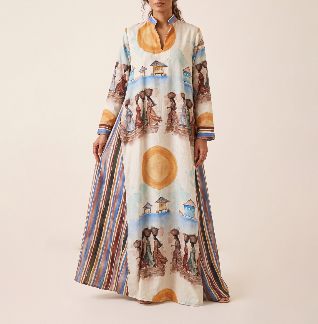 The afro painting Double cloche dress