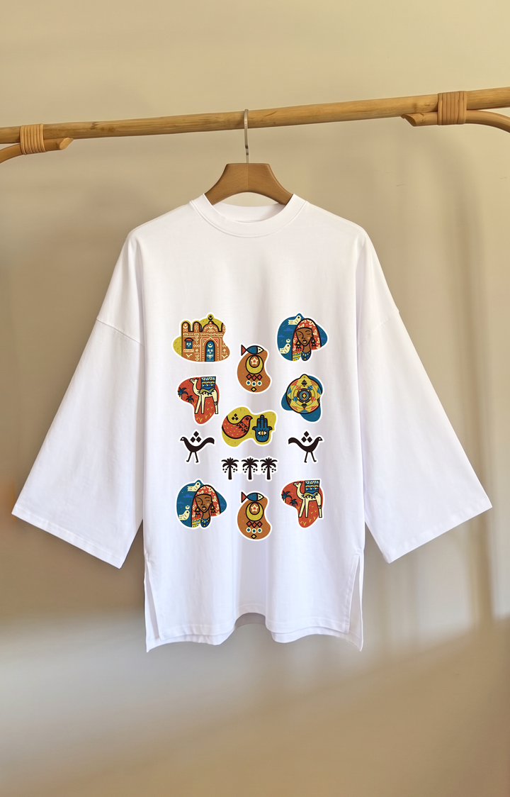 "Nuba icons" loose fit slit shirt