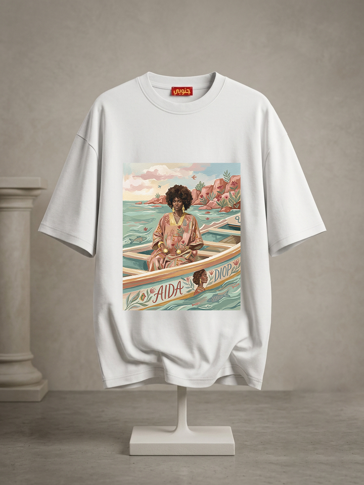 White "Aida" oversized half sleeve shirt