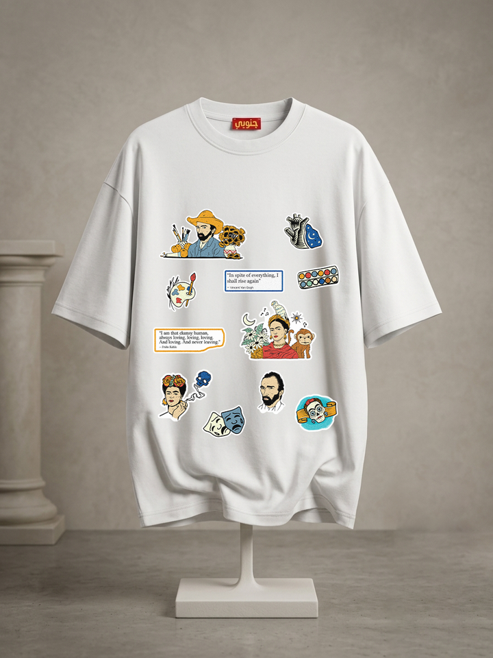 White "van X frida " oversized half sleeve shirt